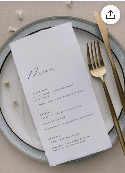 Minimal Calligraphy, Chocolate Crumble, Fig Salad, Slow Roast Lamb, Wedding Dinner Menu, Barcelona Wedding, Paper Wedding, Wedding Menu Cards, Minimal Wedding