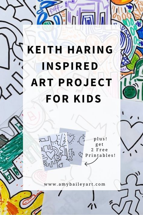 Keith Haring Artist, Keith Haring Elementary Art Lessons, Keith Haring Preschool Art, Keith Haring Art Lesson Elementary, Keith Haring Elementary Art, Keith Haring Project, Art Projects For All Ages, Art Handouts Free Printable, Graffiti Art Project