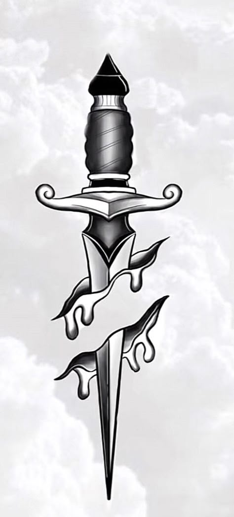 Knife In The Back Tattoo, Nifes Tatoos, Dagger Through Skin Tattoo, Vertical Tattoo Design Men, Dagger Tattoo For Men, Vertical Tattoo Men, Dagger Finger Tattoo, Gangsta Tattoos Men, Gangsta Tattoos Men Design