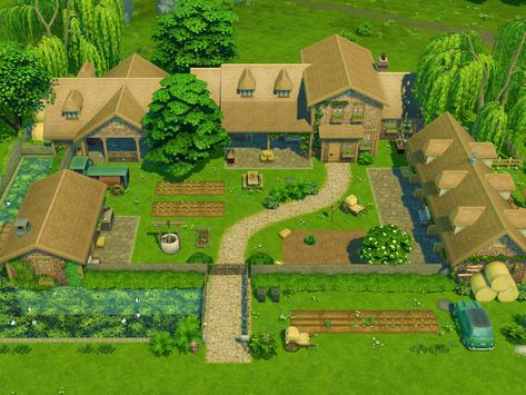 Flubs79's Hanley Farm // no CC Sims Farm, Sims 4 Farm, Sims 3 Houses Ideas, Sims 4 Cottage, Sims 4 Houses Layout, Case Minecraft, Sims 4 House, Sims Houses, Sims Builds