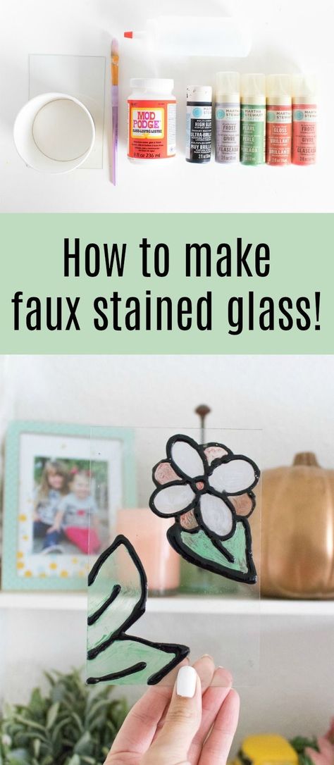 You can whip up a piece of DIY art in less than 30 minutes using this simple faux stained glass technique! It's so easy, it's perfect for kids. Make your own patterns and try this technique on a window. Learn how to make it with glue and paint here! via @ #StainedGlassHowToMake Make Your Own Patterns, Stained Glass Tattoo, Painting On Glass Windows, Diy Stained Glass Window, Stained Glass Cookies, Diy Staining, Glass Art Design, Stained Glass Door, Stained Glass Paint