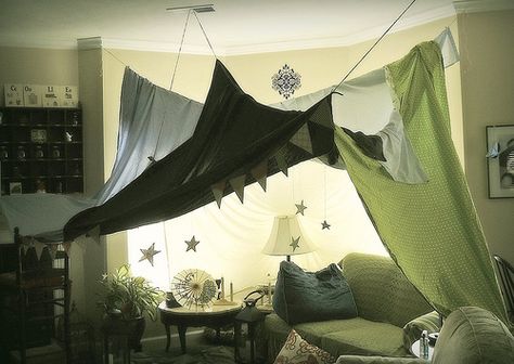 Sheet Fort, Living Room Fort, Sofa Fort, Indoor Forts, Indoor Tent, Indoor Tents, Blanket Fort, Small Room Design, Living Room Diy