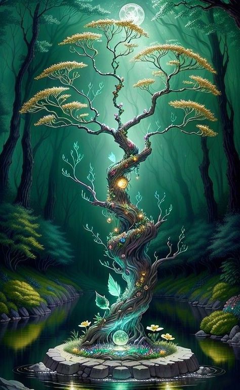 Tree Of Life Artwork, Metaphysical Art, Fantasy Tree, Tree Of Life Art, Psychadelic Art, Dreamy Artwork, Fantasy Wall Art, Fairy Artwork, Spiritual Artwork