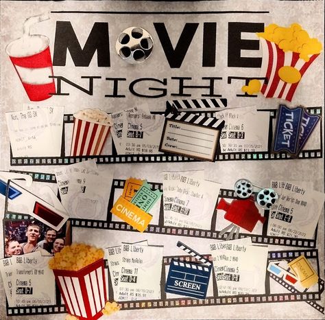 Diy Souvenirs, Couple Scrapbook, Cinema Seats, Cinema Ticket, Family Movie, Movie Tickets, Family Movie Night, Scrapbook Page Layouts, Scrapbooking Layouts