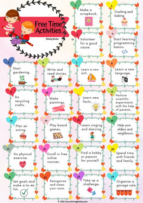 Leisure Activities Ideas, Time Activities For Kids, Leisure Time Activities, Activities List, Learn Singing, Free Time Activities, Finding A Hobby, List Of Activities, 5th Grade Math