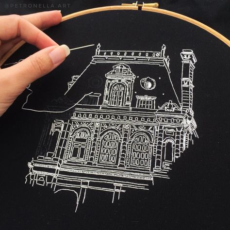 Paris Patterns, Advanced Embroidery, Learning To Embroider, Embroidery Wall Art, Embroidered Art, Fabric Embroidery, Thread Painting, Hand Embroidery Pattern, Modern Embroidery