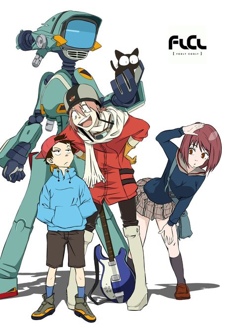 Fooly Cooly Art, Flcl Characters, Flcl Manga, Flcl Haruko, Furi Kuri, Fooly Cooly, Toy Bonnie, Japanese Animation, 90s Anime