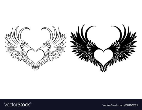 Heart And Wings Tattoo Design, Moon With Wings Tattoo, Winged Heart Tattoo, Wing Heart Tattoo, Mini Tattoos Angel Wings, Wings Heart Tattoo, Heart Shaped Angel Wing Tattoo, Heart With Angel Wings Tattoo, Heart And Wings Tattoo