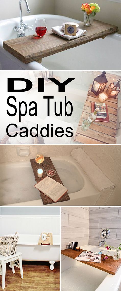 Check out all these wonderful diy projects and tutorials that will convert your ordinary bathtub into a luxurious spa experience! #spatub #spatubcaddies #bathroomideas #spabathroomideas Diy Tub Tray, Bathtub Caddy Tray Diy, Bath Tub Trey, Tub Caddy Wooden, Bath Trays, Tub Tray Wood, Big Tub, Woodworking Business, Bath Tray