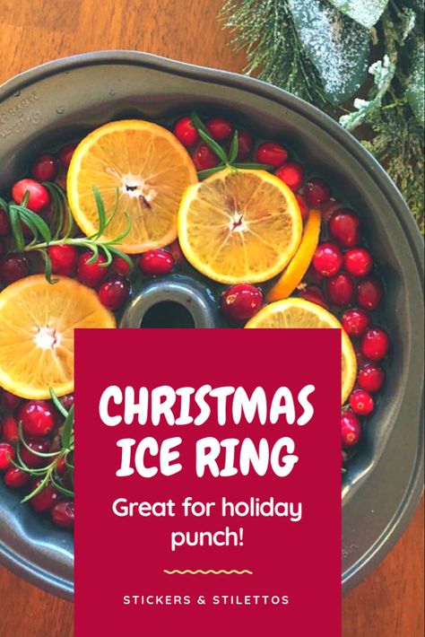 Punch Ice Rings How To Make, Punch Ring Frozen, Christmas Ice Ring For Punch, Christmas Punch Ice Ring, Ice Ring For Punch Bowl, Ice Rings For Punch, Punch Ice Ring, Friendsmas Party, Holiday Mocktail