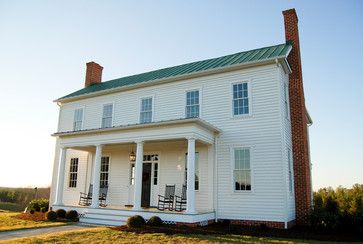 New England Homes Exterior, Cottage Style Homes Exterior, Federal Farmhouse, Greek Revival Farmhouse, Neoclassical Home, New England Style Homes, Farmhouse Addition, Farmhouse Home Design, Greek Revival Home