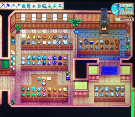 Stardew Valley Organized Museum, Museum Collection Stardew, Stardew Valley Museum Collection, Museum Layout Stardew, Sdv Museum Layout, Museum Stardew Valley, Stardew Museum Layout, Stardew Museum, Stardew Valley Museum Layout