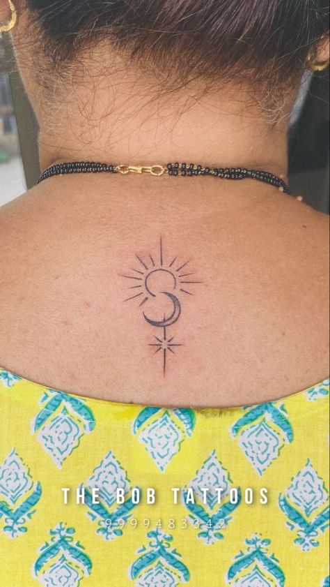 Sun Moon Star Tattoo ☀️ 🌙 ⭐️ Sun Moon Star Tattoo, Sun Moon Stars Tattoo, Tattoos For Women Cat, Back Of Neck Tattoos For Women, Full Arm Sleeve, Moon Star Tattoo, Persian Tattoo, Tattoo Eye, Small Moon Tattoos