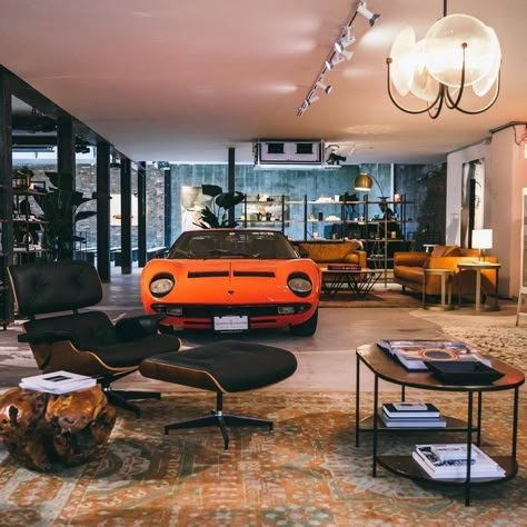 Garage Design Interior, Garage Loft, Cool Garages, Luxury Garage, Lamborghini Miura, Garage Interior, 아파트 인테리어, Garage Design, Garage House