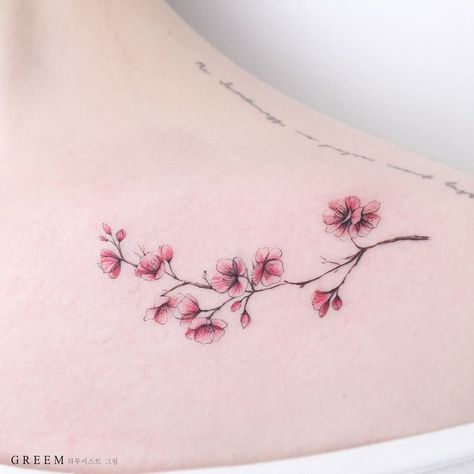 Plum Blossom Tattoo, Japanese Plum Blossom, Small Watercolor Tattoo, Sakura Tattoo, Japanese Plum, Flower Wrist Tattoos, Shape Tattoo, Vine Tattoos, Inspiration Tattoos