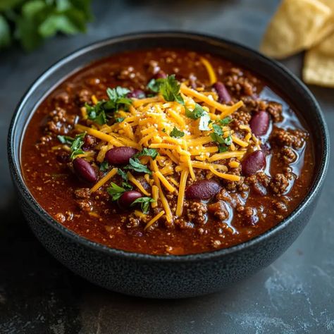 Classic Homemade Chili – Mmm Foodie: Food That Makes You Go ‘Mmm! Chili Ground Beef, Brunch Salad, Chilled Soup, Red Kidney Beans, Hearty Chili, Chili Beans, Chili Soup, Homemade Chili, Canned Beans