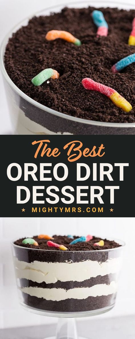 Best Dirt And Worms Dessert, Oreo Dirt Cake Trifle, Oreo Gummy Worms Dirt Dessert, Dirt Pudding No Cream Cheese, Dirt Cup Trifle, Double Chocolate Oreo Halloween Dirt Cake, Homemade Dirt Pudding, Cheap Chocolate Desserts, Chocolate Dirt Cake With Gummy Worms