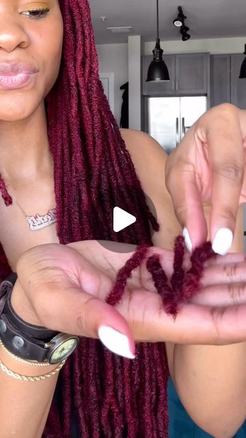 Winter Loc Colors, Fall Loc Colors Black Women, Colored Sisterlocks Black Women, Magenta Locs Black Women, Fall Color Locs Black Women, Fall Loc Colors, Orange Locs Black Women, Dreadlock Color Ideas Black Women, Red Microlocs