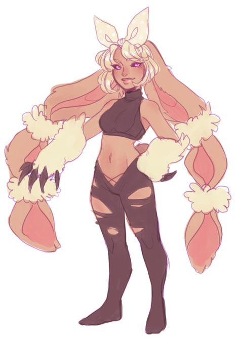 Lopunny Gijinka, Mega Lopunny, Monster Humanoid, Drawn Poses, Pokemon Crystal, Pokemon In Real Life, Pose Base, Pokemon Human Form, Pokemon Human