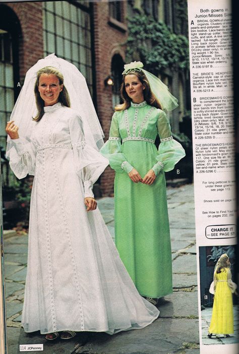 Penneys catalog 1973 Vintage Wedding Dress 1970s, Wedding Dresses 70s, Vintage Bridal Fashion, 70s Wedding Dress, 1970s Wedding Dress, 70s Wedding, 1970s Wedding, Vintage Catalog, Gown Bridesmaid