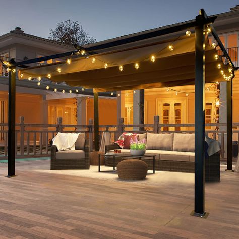 Relaxing Outdoor Spaces, Pergola With Canopy, Black Pergola, Aluminium Pergola, Pool Pergola, Deck Canopy, Dream Deck, Retractable Pergola, Replacement Canopy