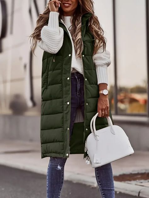 Long Outerwear, Gilet Long, Long Vest, Winter Vest, Long Vests, Vest Coat, Coat Design, Winter Mode, Casual Coat