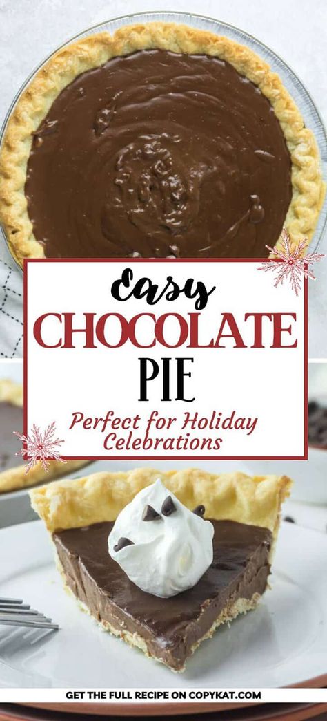 Homemade Chocolate Pie is a perfect dessert for any occasion. Get the easy recipe with video for the best ever old fashioned chocolate pie. The rich and creamy chocolate filling, flaky pie crust, and whipped cream topping make an extraordinary dessert that will disappear quickly. Pies Recipes Chocolate, Irish Cream Pie Recipes, Classic Chocolate Pie, Chocolate Velvet Pie, Old Fashioned Chocolate Cream Pie, Over The Moon Chocolate Pie, Best Chocolate Pie Recipe Old Fashioned, Chocolate Pie Using Instant Pudding, Cooked Chocolate Pie