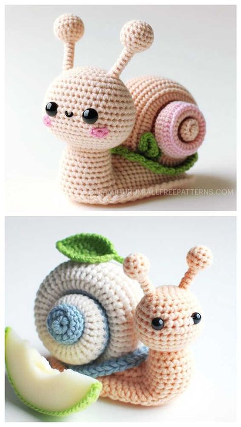 Free Crochet Toy Patterns, Crochet Stuffy, Amigurumi Snail, Amigurumi Projects, Crochet Snail, Crochet Cat Toys, Diy Crochet Toys, Crochet Plushies, Crochet Animal Amigurumi