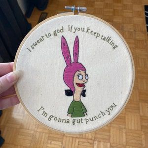 Bobs Burgers Louise, Louise Belcher, Bobs Burgers, Embroidery Hoop, Embroidery Art, Etsy Australia, House Warming, Etsy Gifts, House Warming Gifts