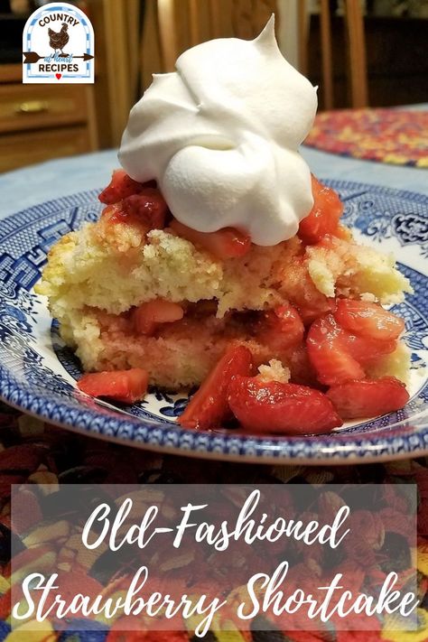 This Old-Fashioned Strawberry Shortcake recipe is one I enjoyed as a girl, and one we still make for family gatherings. When serving this dessert, I like to slice my piece of shortcake in half with the strawberries spooned in the middle and whipping cream on top.  #oldfashionedstrawberryshortcake #strawberryshortcake #strawberries #shortcake #cakes #desserts #summerdesserts #countryatheartrecipes  https://countryatheartrecipes.com/2017/05/old-fashioned-strawberry-shortcake/ Strawberries Shortcake, Strawberry Shortcake Recipe, Shortcake Cake, Strawberry Shortcake Cake, Heart Recipes, Strawberry Shortcake Recipes, Shortcake Recipe, Country Recipes, Heart Food