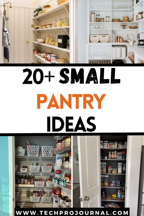 Upgrade your kitchen storage with clever small pantry ideas that keep everything organized. From shelves to baskets, these small pantry ideas make the most of limited space for a clutter-free kitchen. Kitchens Without Pantry Storage Ideas, Pantry Upgrade Ideas, Small Kitchen Pantry Remodel, Small Reach In Pantry Organization, Storage Ideas For Small Pantries, Pantry Cupboards Ideas, Long And Narrow Pantry Ideas, Sliding Door Pantry Organization, Kitchen Small Pantry Design