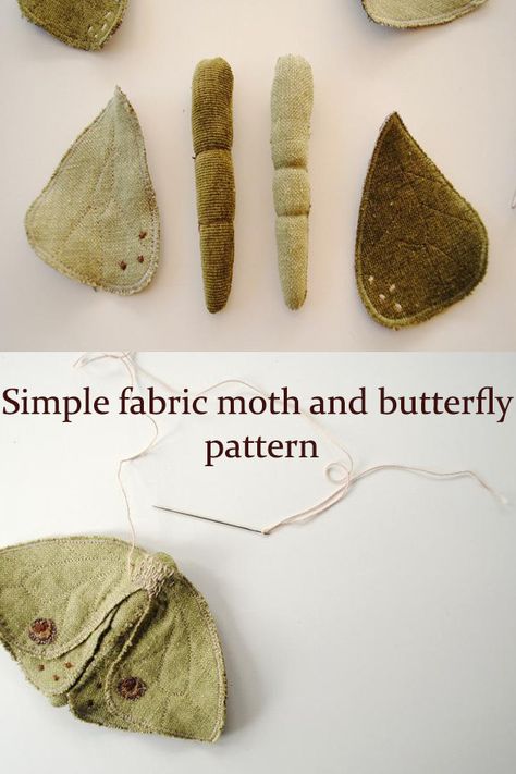 Moth Sewing Pattern, Sewing Projects With Scraps, Fabric Moth, Butterfly Sewing, Butterfly And Moth, Butterfly Patterns, Diy Sy, Simple Fabric, Fabric Butterfly