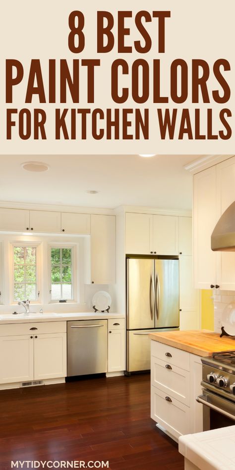 kitchen wall paint color ideas Color Paint For Kitchen Walls, Best Color For Small Kitchen, Small Kitchen Color Ideas For Walls, Good Kitchen Paint Colors, Kitchen Wall Colors With Brown Cabinets Paint Colours, Kitchen Paint Inspiration Wall Colors, Farmhouse Kitchen Paint Colors Wall, Kitchen Remodel Paint Colors, Paint Kitchen Walls Ideas