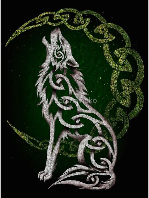 Celtic Wolf Tattoo, Fenrir Tattoo, Celtic Wolf, Arte Viking, Celtic Animals, Dragon Wolf, Irish Tattoos, Rune Tattoo, Wolf Artwork