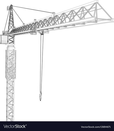 Crane Construction, Construction Crane, Tower Crane, 3d Vector, Transparent Png, Line Drawing, Png Images, White Background, Vector Images