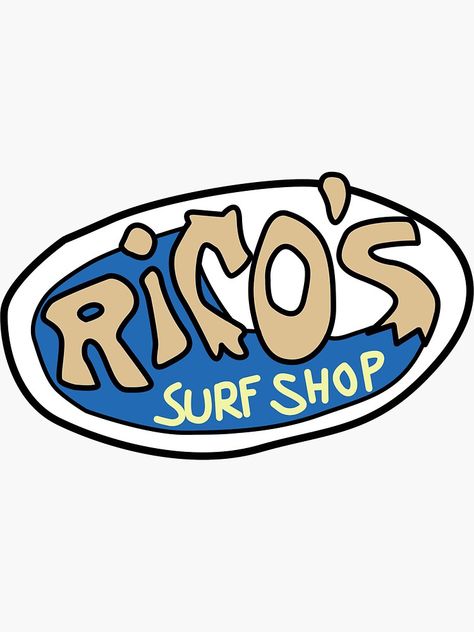 "Rico's Surf Shop Logo" Sticker by miamulin57 | Redbubble Surf Board Stickers, Surf Shop Logos, Surfing Logo, Surf Logos, Surfer Stickers, Surf Wax, Surf Stickers, Surf Logo, Shop Sticker