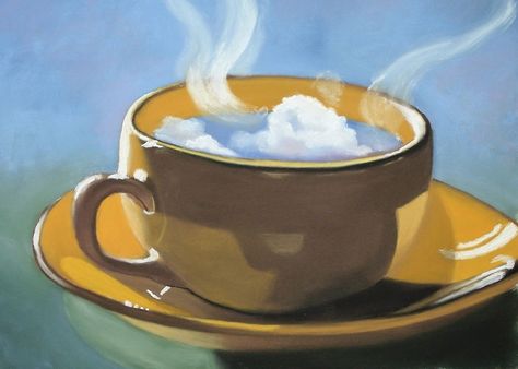 coffee clouds | ria hills Room Poster Design, A Heart Tattoo, Clouds In My Coffee, Paris Paintings, Paint Coffee, Coffee Paintings, Storm In A Teacup, Painting Clouds, Eye In The Sky