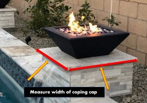 size fire bowl to size of pool pedestal coping cap Fire Bowls Outdoor Pool, Fire Bowls Outdoor, Pool Coping, Laser Cutout, Setting Ideas, Fire Bowls, Plate Size, A Fire, Water Features