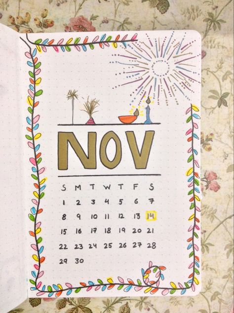 Diwali Holiday Homework Front Page, Diwali Journal Ideas, Diwali Doodle Art, Diwali Homework, November Bujo Cover, November Bujo, Happy Diwali To All, Bujo Cover, Diwali Holiday