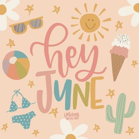 Lo | Lettering & Digital Art (@letteringwithlo) • Instagram photos and videos June Esthetics, June Widgets, June Wallpaper Iphone, Announcement Wallpaper, Scentsy Printables, Months Wallpaper, June Images, Ipad Quotes, Background Classroom