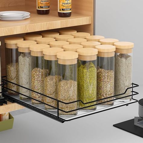 Amazon.com: BOIVSHI Pull Out Spice Rack Organizer for Cabinet, Heavy Duty Slide Out Spice Rack Organizer for Kitchen Cabinets and Pantry, Fits Spices, Sauces, Canned Food (8.5''Wx10.5''Dx2.5''H) : Home & Kitchen Pull Out Spice Rack, Cabinet Spice Rack, Cabinet Slides, Pull Out Cabinet, Spice Shelf, Sliding Shelves, Spice Rack Organiser, Pantry Closet, Inside Cabinets