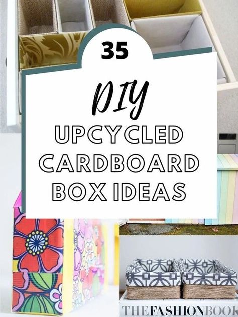 What I'm sharing is 35 of the most amazing DIY Upcycled Cardboard Boxes that will have you running to upcycle your own cardboard boxes! Upcycle Boxes, Cardboard Box Storage, Cardboard Box Diy, Shoe Box Crafts, Cardboard Organizer, Large Cardboard Boxes, Cardboard Recycling, Cardboard Storage, Cardboard Crafts Diy