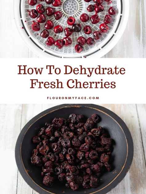 How to dehydrate fresh cherries. How To Preserve Cherries, Dehydrating Cherries, Dehydrated Cherries, Dehydrating Fruit, Dehydrator Ideas, Fresh Cherry Recipes, Cherry Recipe, Dehydrated Recipes, Dehydrating Food Storage