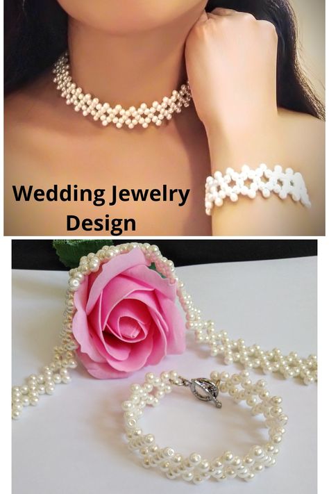 Diy Wedding Jewelry, Pearl Bracelet Tutorial, Bracelet For Wedding, Beaded Bridal Jewelry, Wedding Jewellery Designs, Trendy Chokers, Pearls Diy, Necklace Tutorial, Beaded Jewellery