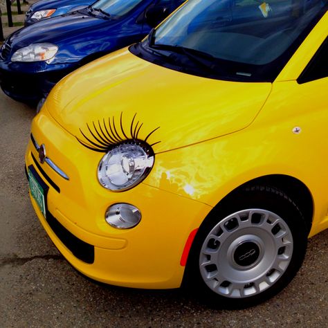 That's right folks! It's a yellow fiat 500 with eyelashes in a parking lot in Littleton, NH Yellow Fiat 500, Littleton Nh, Fairy Pfp, Fiat 500 Vintage, 1960s Models, Yellow Cars, Fiat 500e, Fiat 500c, Yellow Things