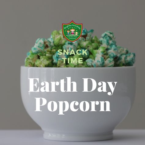 Earth Day Popcorn, Earth Day Dessert Ideas, Earth Day Treats Easy, Earth Day Snacks, Popcorn Crafts, College Bed, Fiesta Food, Classroom Snacks, Blue Popcorn