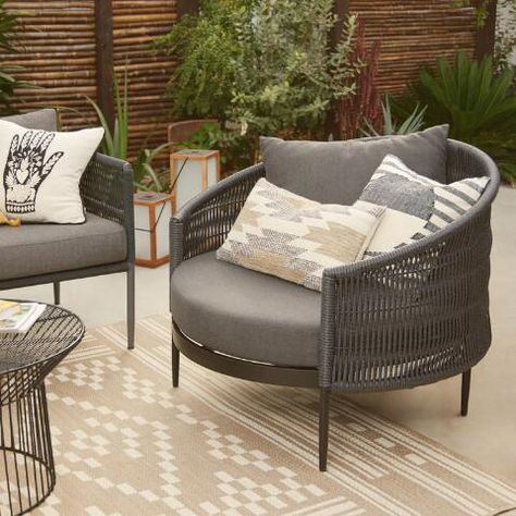 Outdoor Porch Furniture, Comfortable Outdoor Chairs, Gray Patio Furniture, Grey Outdoor Furniture, Comfortable Patio Furniture, Circle Chair, Cuddle Chair, Cabin Chic, Oversized Chair