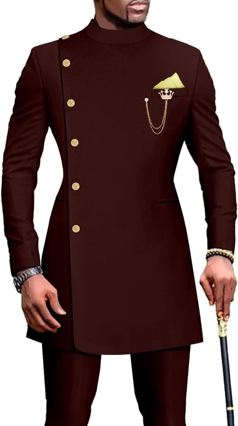 African Suits for Men Single Breasted Blazer and Pants 2 Piece Set Dashiki Outfits Ankara Attire for Wedding Red Medium at Amazon Men’s Clothing store Attire For Wedding, African Suits, African Male Suits, Dashiki Outfit, African Wear For Men, Pants Drawing, African Suit, African Wear Styles For Men, Latest African Men Fashion