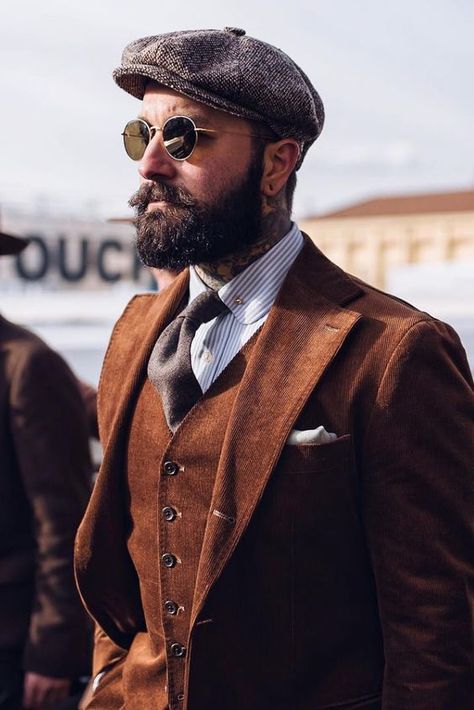 Brown classic suit looks awesome today. Sometimes you should stand out. #elegant #outfit #trend #style Crocodile Hat, Male Suit, Suit 3 Piece, Suit Measurements, Men Coffee, Alligator Skin, Mens Fashion Smart, Hipster Mens Fashion, Hat Baseball