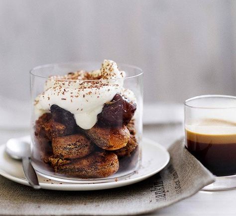 Coffee-soaked savoiardi with Kahlua cream and brown butter dates | Gourmet Traveller Coffee Dessert Recipes, Kahlua And Cream, Kahlua Recipes, Recipes Gourmet, Sticky Date Pudding, Coffee Caramel, Date Pudding, Date Recipes, Caramel Coffee